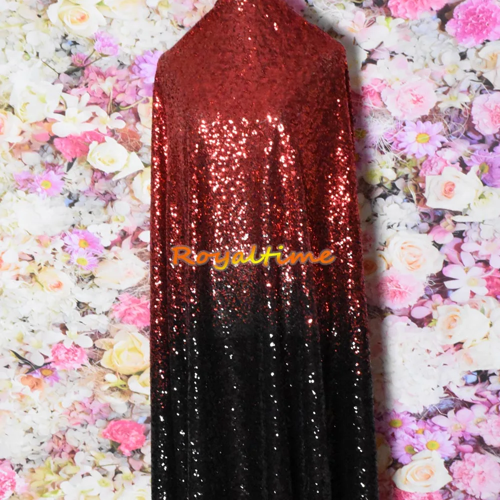 Royaltime красный черный 3 мм шифрование блесток градиентная Сетка кружевная ткань на