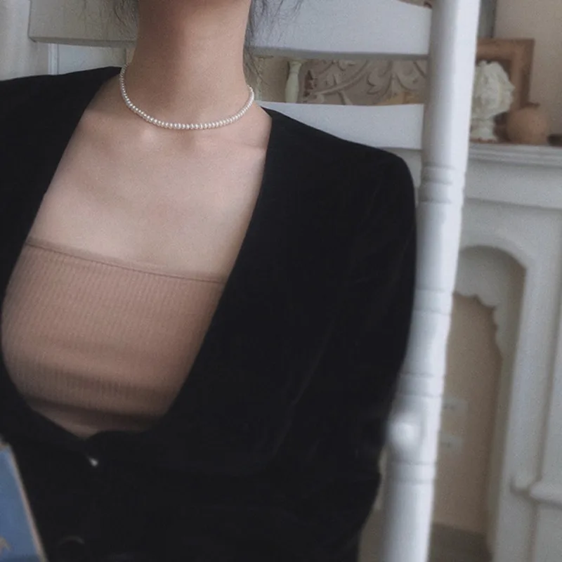 

Kpop retro Pearl Baroque Clavicle Chain aesthetic Wedding necklace aesthetic choker necklace for woman jewelry wholesale