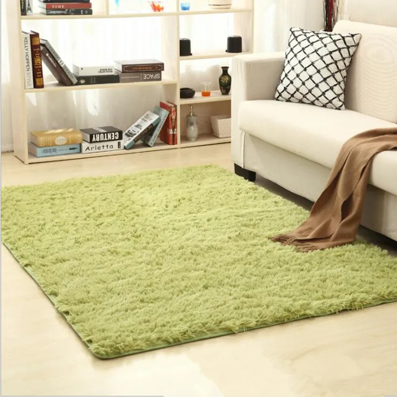 Grass green Плюшевый мягкий мохнатый ковер из искусственного меха, Нескользящие Коврики для гостиной, спальни, товары для украшения дома - Цвет: Grass green