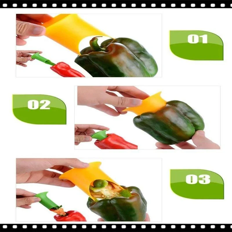 

2 pcs/set Kitchen Gadgets Pepper Tomato Corers Fruit Vegetable Core Remover Tools 2 In 1 Pepper Seeded Remover Device