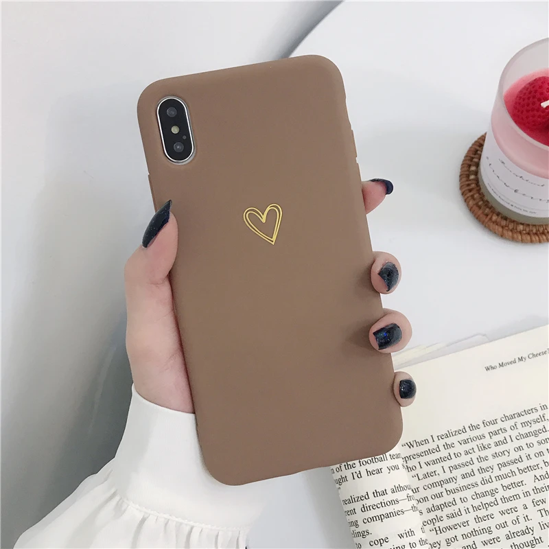 Креативное любящее сердце Мягкий чехол для телефона iphone 6 6S 7 8 Plus пары Золотой