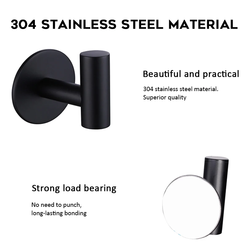 Серебристый Черный Крючки для ванной и кухни вешалка Нержавеющая сталь крюк в