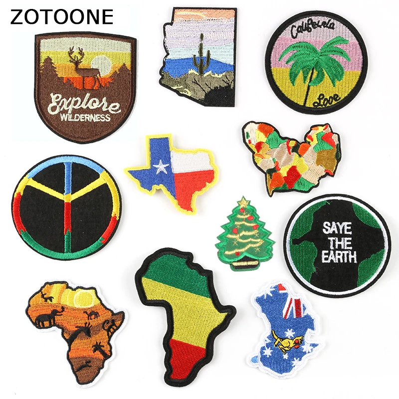 ZOTOONE карта вышитые железные нашивки креативные значки наружные парчи для рюкзак