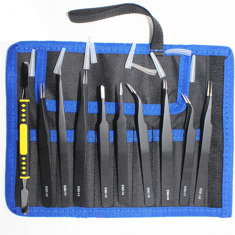 

Anti-static ESD Stainless Steel Tweezers Maintenance Tools Industrial Precision Curved Straight Tweezers Repair Tools 2021