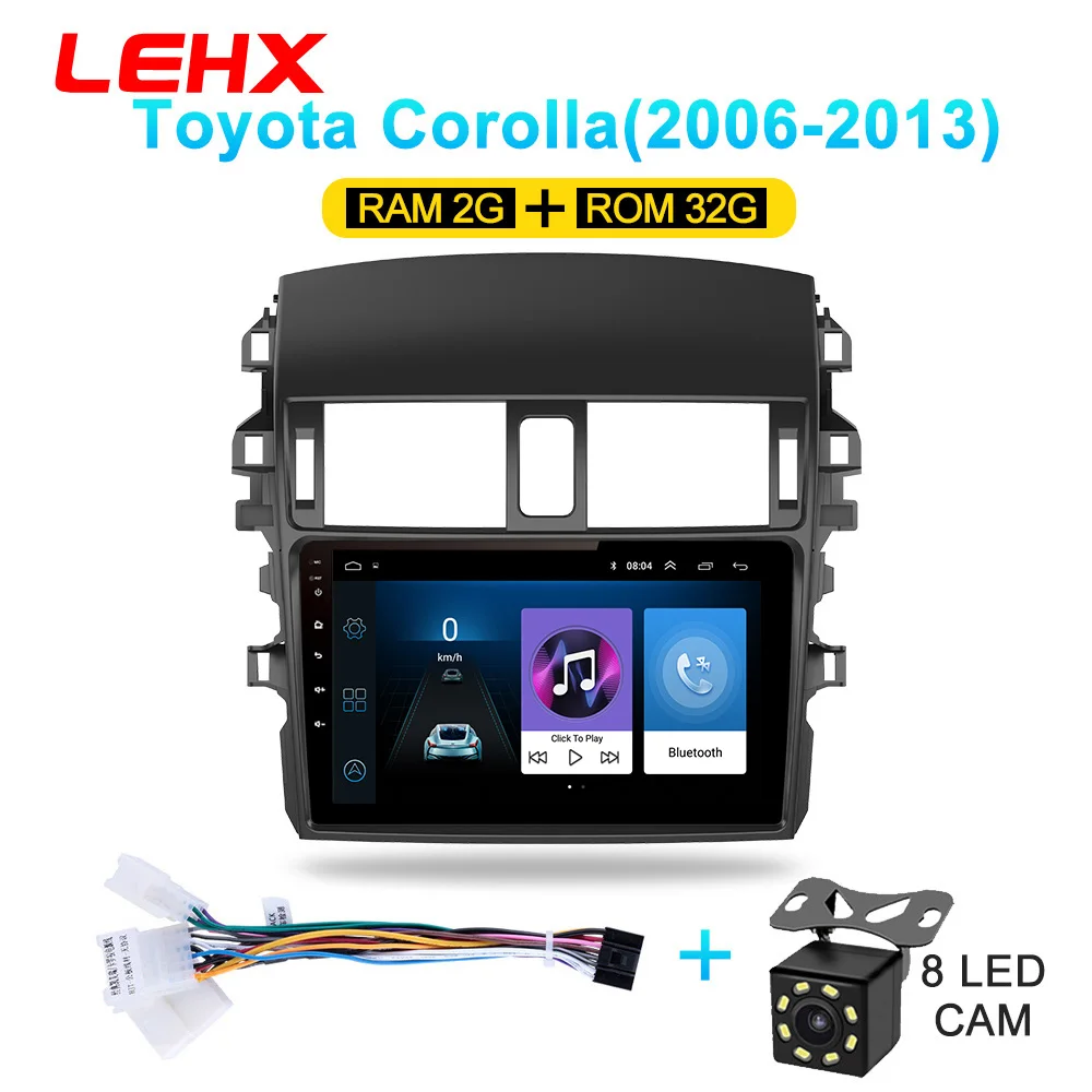 LE932A-CAM LEHX автомобильный Android 8,1 Радио мультимедийный плеер навигация gps для Toyota Corolla E140/150 2006 2007-2013 навигация wifi - Цвет: LE932A-CAM