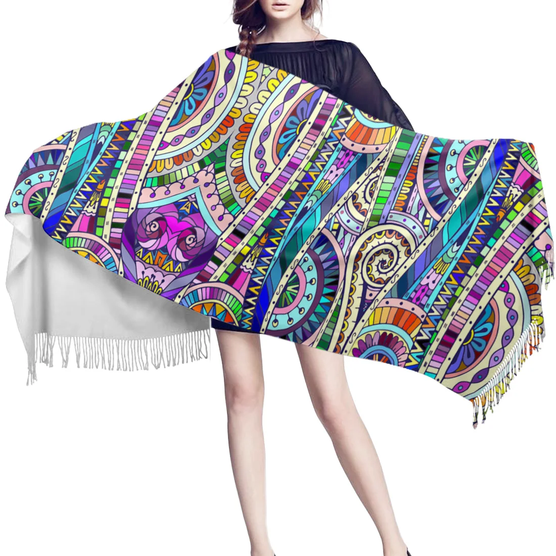 Индийский этнический стиль цветной шарф унисекс толстые теплые зимние шарфы