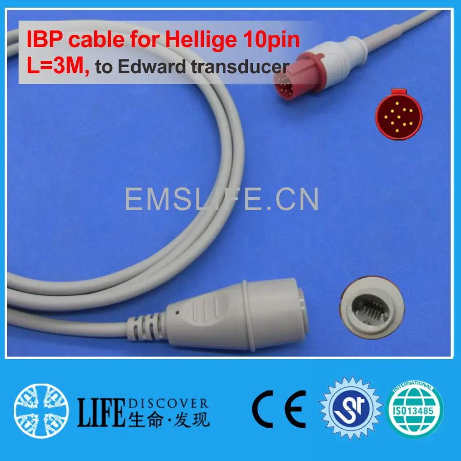Hellige 10pin IBP кабель для Edwards одноразовый датчик давления| |