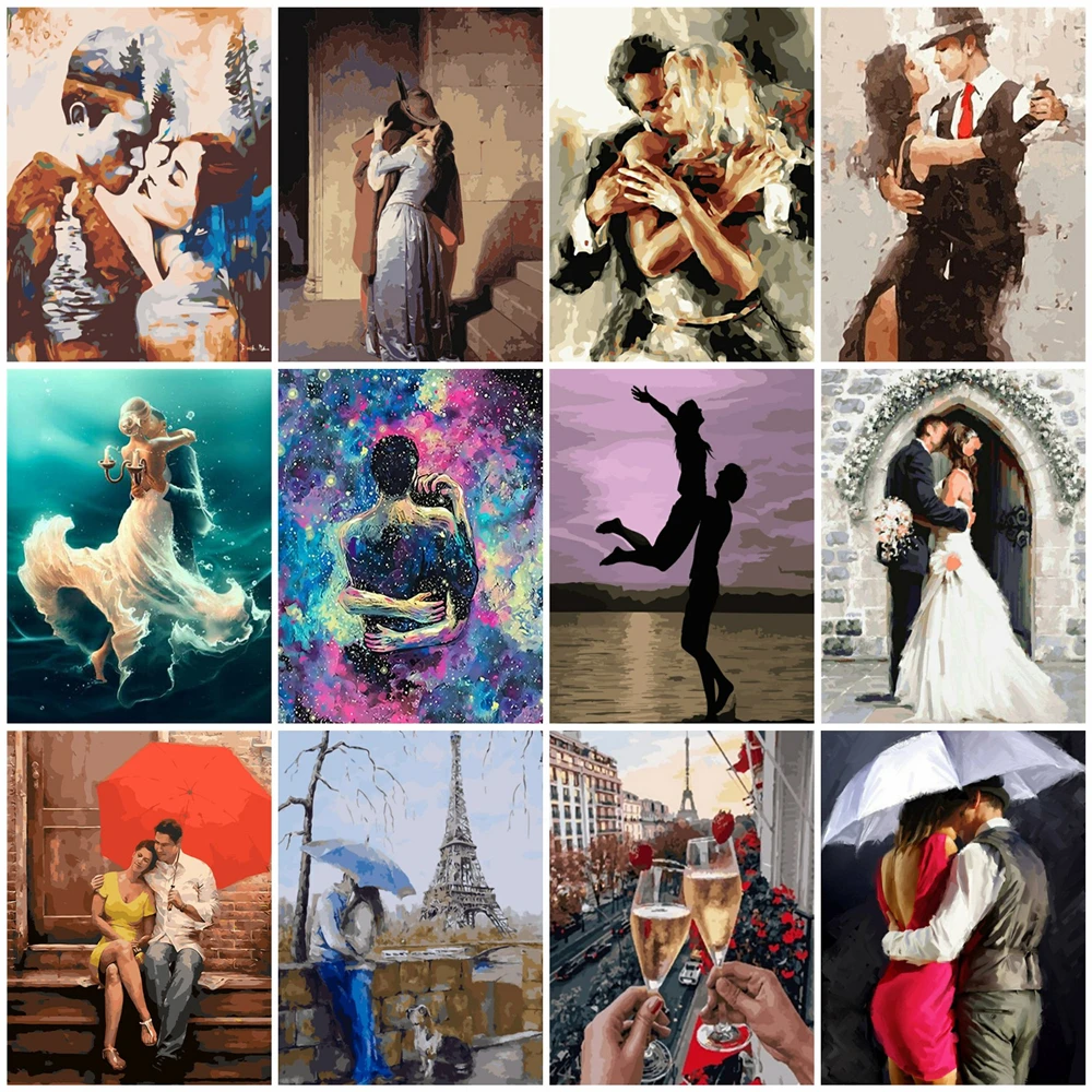 AMTMBS романтическая пара влюбленных DIY живопись по номерам взрослые рисование на