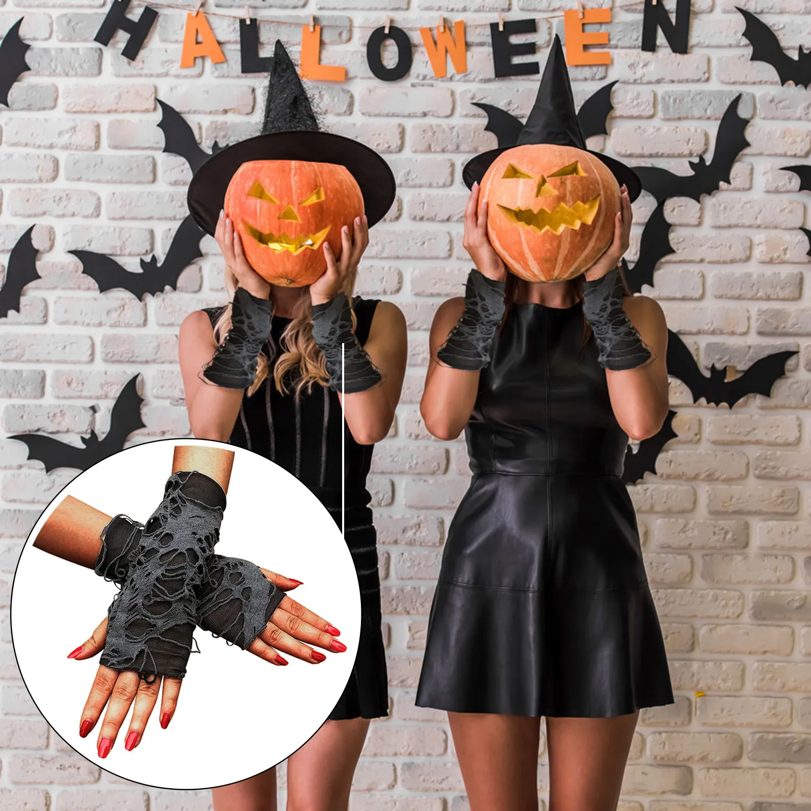 1 пара сексуальных готических черных длинных перчаток без пальцев забавные