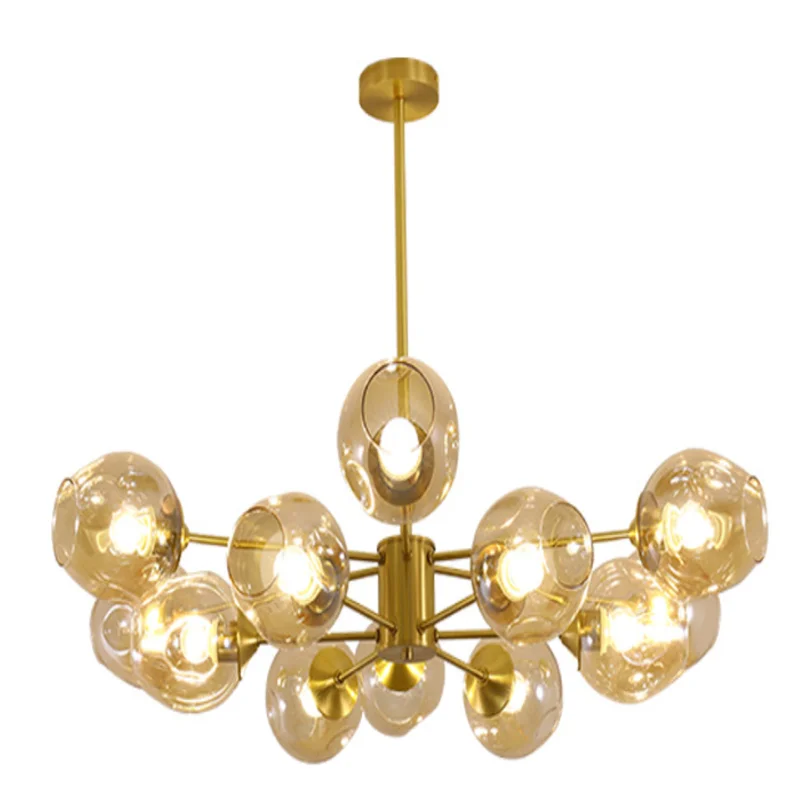 

Modern Lamp Suspendue Lumiere LED A Manger Lit Chambre Foyer Rond Boule De Verre Noir Or Nordique Simple Moderne Pendant Lamp