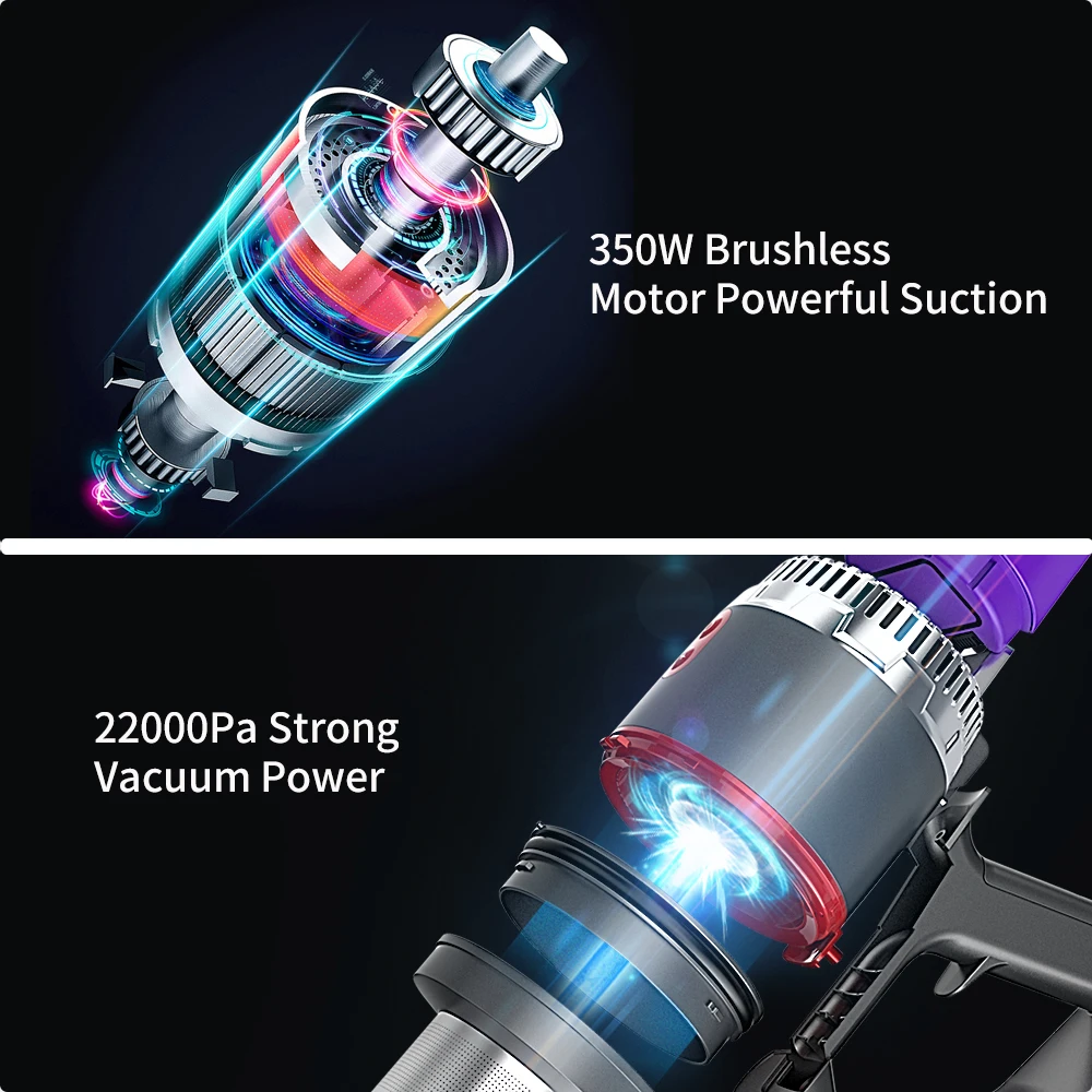 

UK Stock Jashen V16 Handheld Vacuum Cleaner Cordless Vacuum Hand stick with LED 350W Strong Suction Power Low noise Wall Mounted