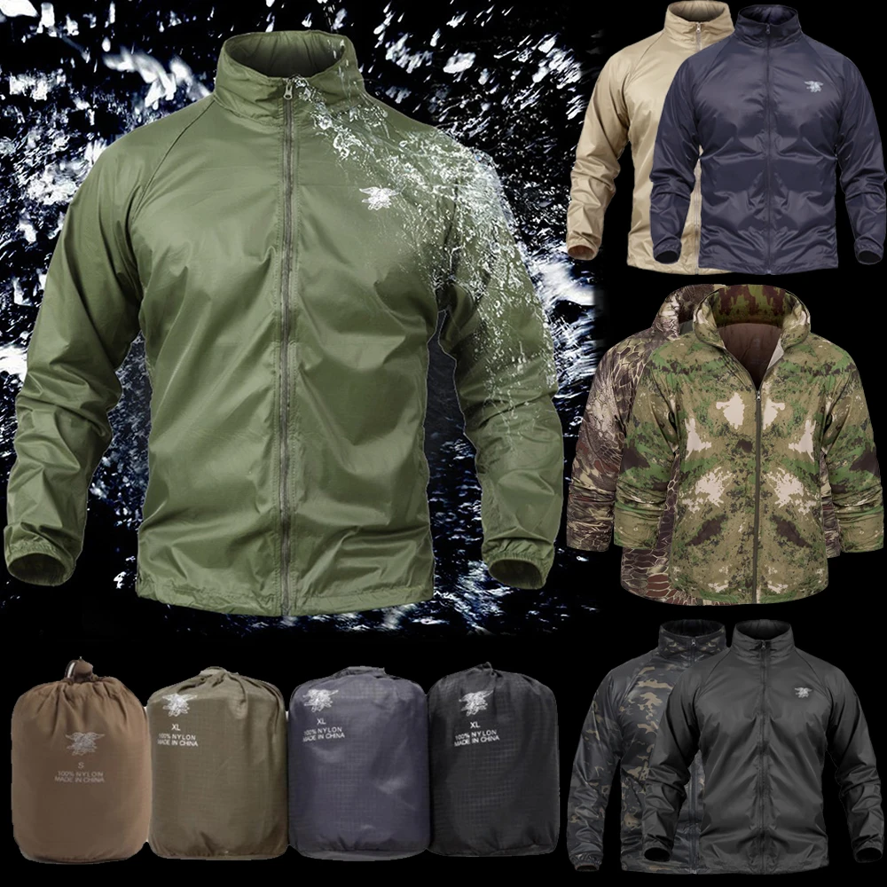 Мужская ветровка на молнии Повседневная приталенная водонепроницаемая куртка с