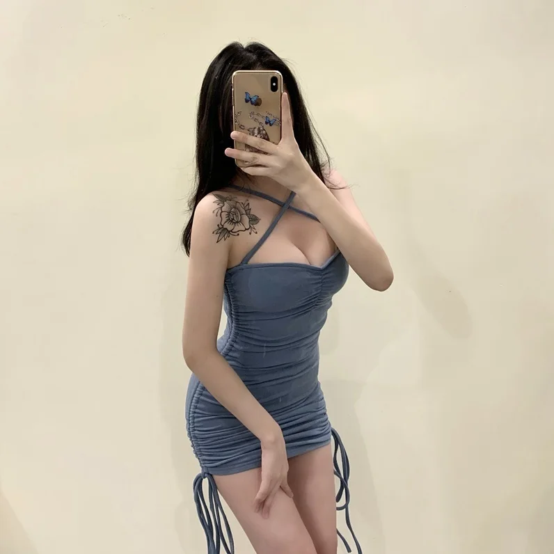 

TVVOVVINNew Sexy Tank Mini Dress Bandage Elegant Dresses Skinny Hip Female Boho Korean Women Beach Tops GK84
