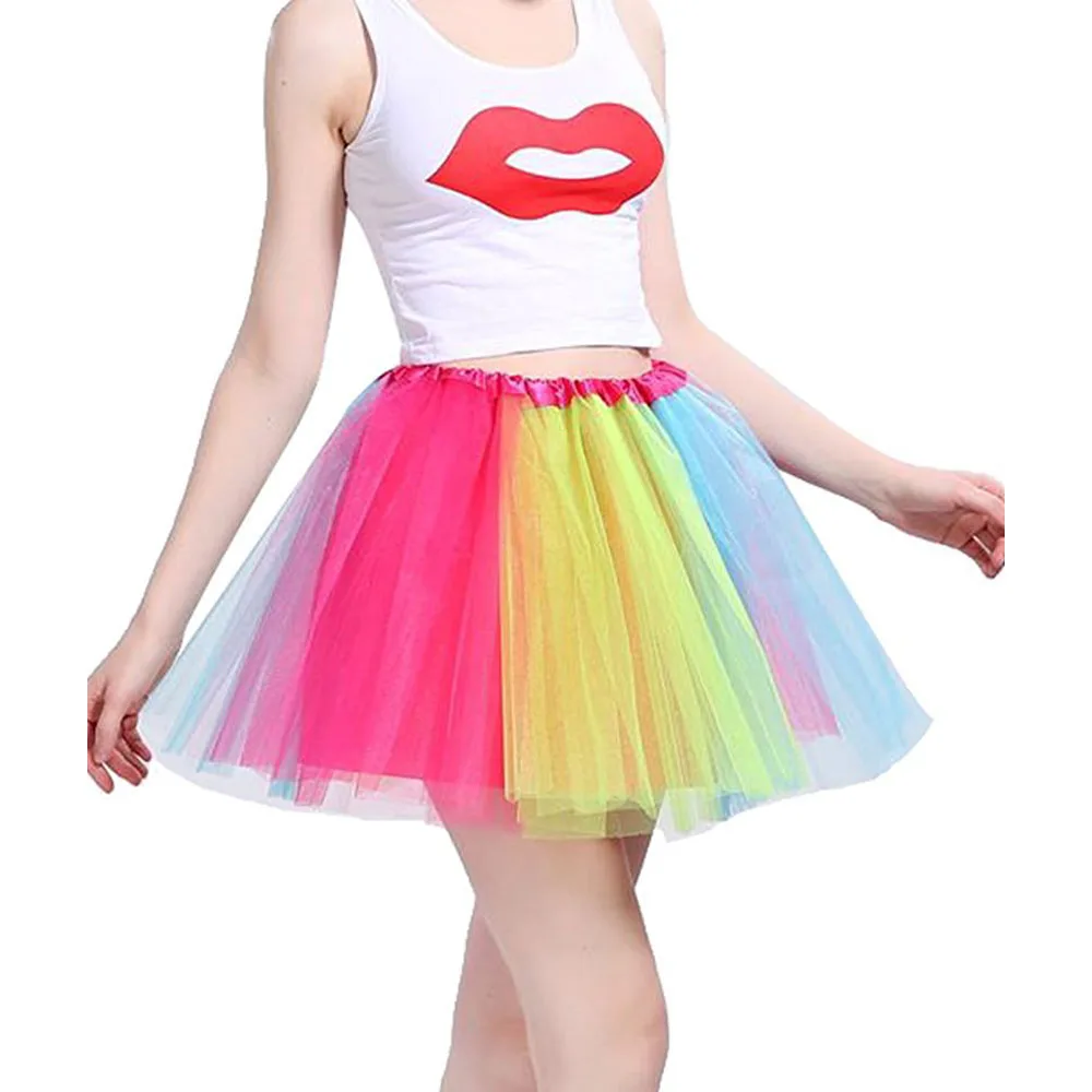 4021 colorful Принцесса миди Феи Тюлевая юбка плиссированная юбка-пачка для танца Женская юбка лолита Jupe Тюль Femme вечерние Пышные юбки для взрослых - Цвет: 4021 colorful