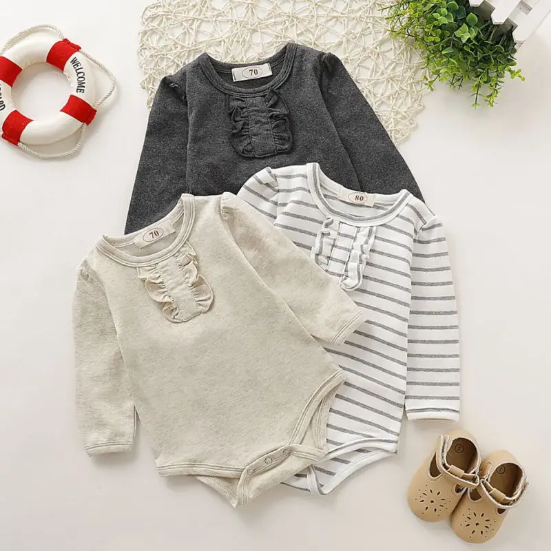 Детский комбинезон с длинными рукавами и принтом в полоску для маленьких