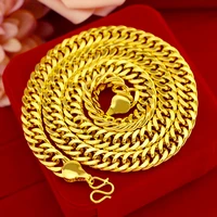 new necklace for men yellow gold color not fade 10mm wide watch flat chain wedding engagement party jewelry christmas gifts male