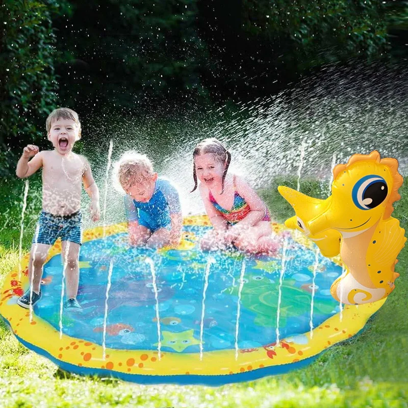 

Baby Play Water Mat Toy Inflatable Cushion Infant Children Early Education Developing Summer outdoor lawn Toys seahorse cartoon