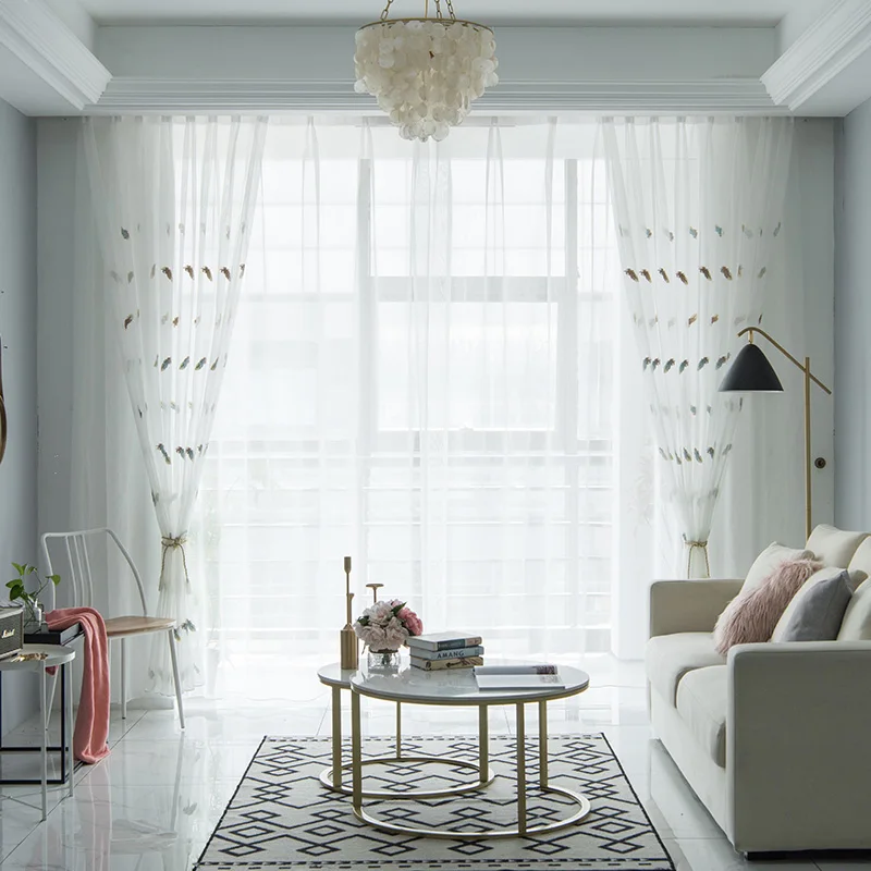 Современные вышитые искусственные шторы для гостиной спальни кухни элегантные
