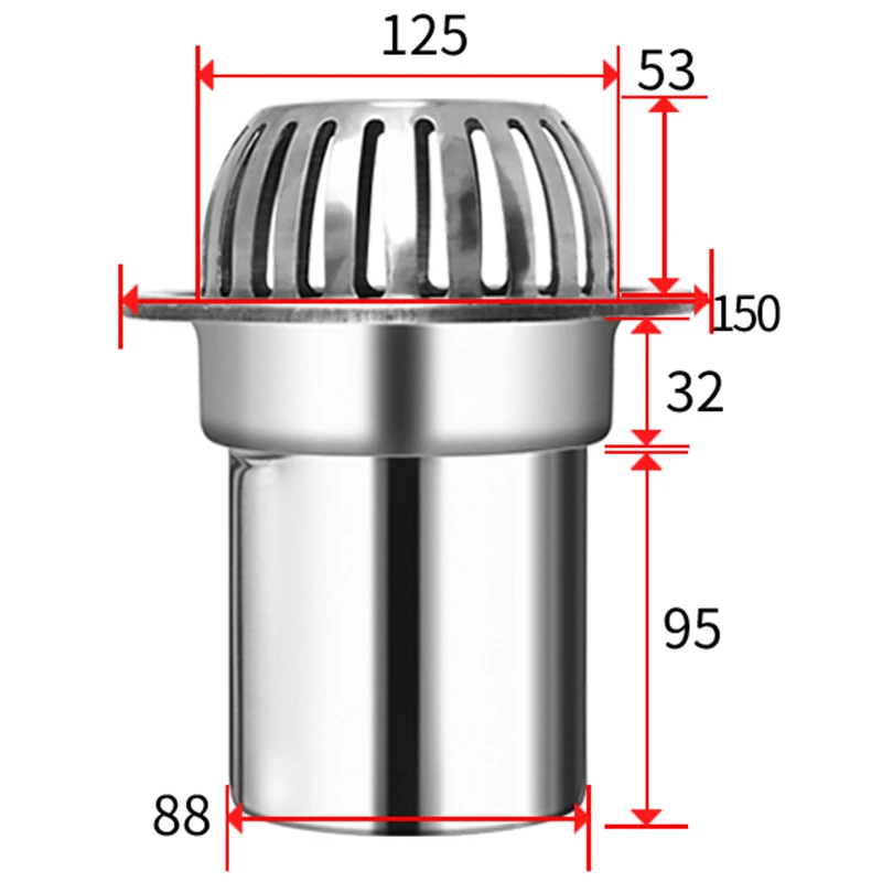 Practical Boutique Stainless Steel Balcony Roof Large Displacement Anti-Blocking Floor Drain Outdoor Rain Bucket Drainage | Обустройство