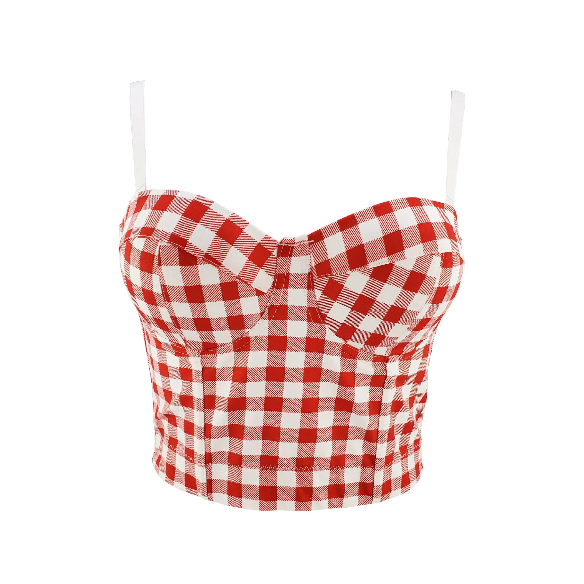 

2020 spring plaid camisole French niche youth strapless women's vest top bra women backless bra tops bustiers&corsets lingerie