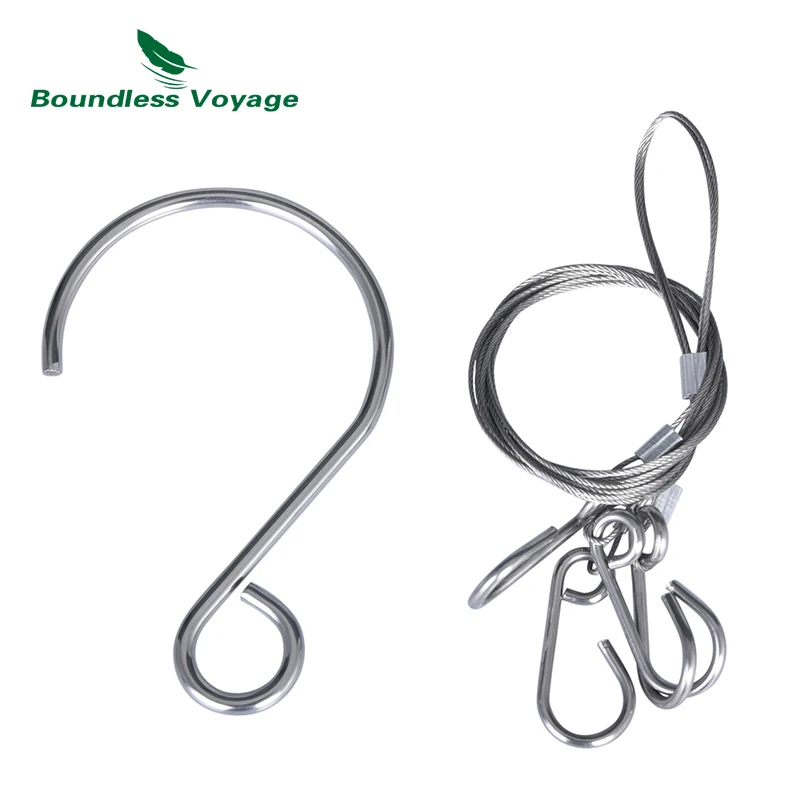 

Висячая цепочка из титановой нержавеющей стали Boundless Voyage, наружная походная висячая проволока с крючком для гриля, кастрюли, барбекю