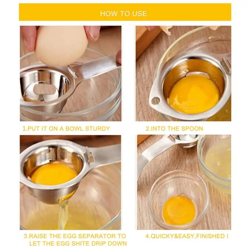 Stainless Steel Egg Yolk Separator with Convenient White Color - Extractor, Filter, and Strainer Kitchen Tool image 6