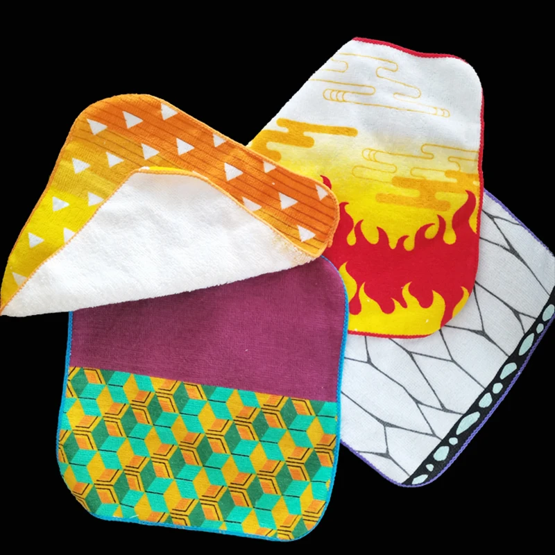 Anime Cosplay Demon Slayer Face New Pure Cotton Towel Kids Unisex Cotton Bath Towel Square Scarf for Children Accessories