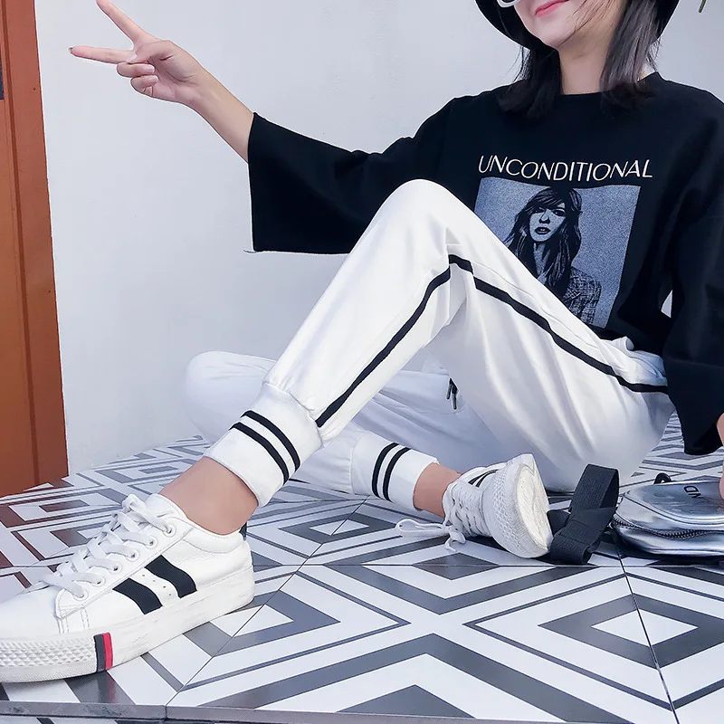 

Autumn 2021 new thin sports pants female students' Korean loose yuansuo BF casual pants versatile Harem Pants