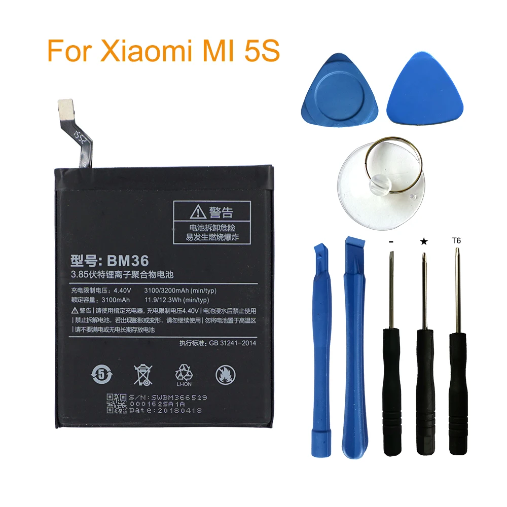 

5PCS OHD Original High Capacity Battery BM36 For Xiaomi mi 5S mi 5S Replacement Battery Bateria 2910mAh