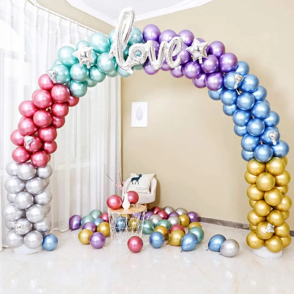 Globo de l&aacute;tex met&aacute;lico Oro plata rosa dorada globo rosa roja Globo de Oro globos de l&aacute;tex para fiesta met&aacute;lico globos redondos de helio decoraci&oacute;n para boda de Navidad de cumplea&ntilde;os 5/12/18/36 pulgadas-4