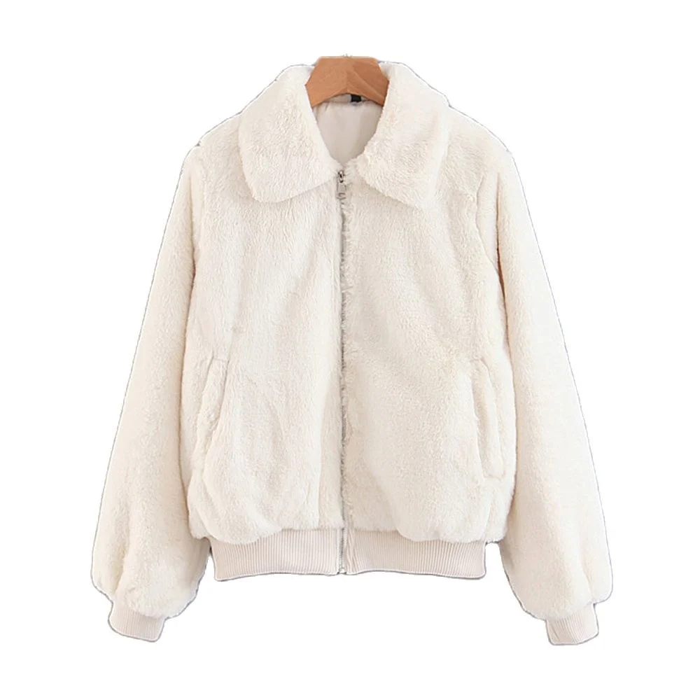 

2021blsqr White Fashion Outwear Tops Women Streetwear Zipper Elegant Jackets Female Lapel Vintage Chic Coat Lady