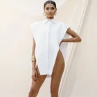 2020 распродажа Shein Вадим размера плюс, Ins, пикантные женские босоножки для ночного клуба свободные нерегулярные уличный стиль Мода универсальная рубашка блузка однотонная Цвет