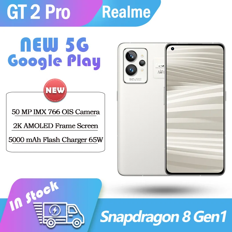 

Original Realme GT 2 Pro 5G smartphone Snapdragon 8 Gen1 120HZ 2K AMOLED Screen 5000 mAh 65W Flash Charger 50MP google play NFC