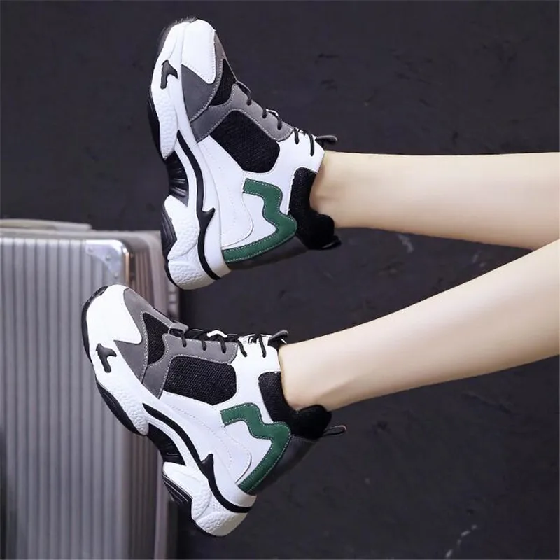 

Women Chunky Sneakers 2020 Winter Platform Sneakers New Ladies Brand Wedges Casual Shoes For Woman Leather Sports Dad Shoes 11CM