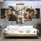 Холст без рамки, 5 панелей, постеры из аниме атака на Титанов, настенные художественные Современные картинки, Декор для дома, украшение для гостиной