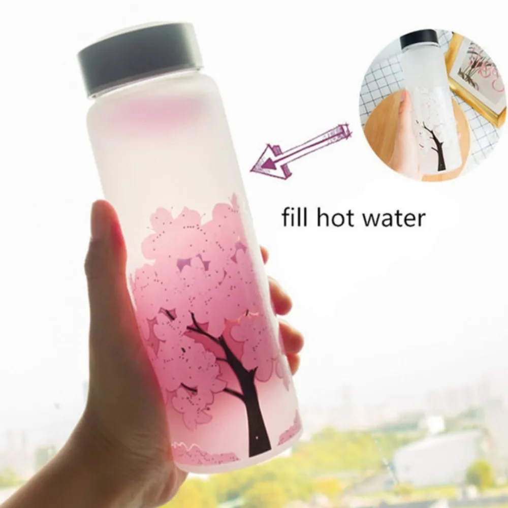 

1000ML Kawaii Color Changing Sakura Bottle Cute Water Bottle With Protective Bag For Girl Student Fashion Sport Drinking Bott L1