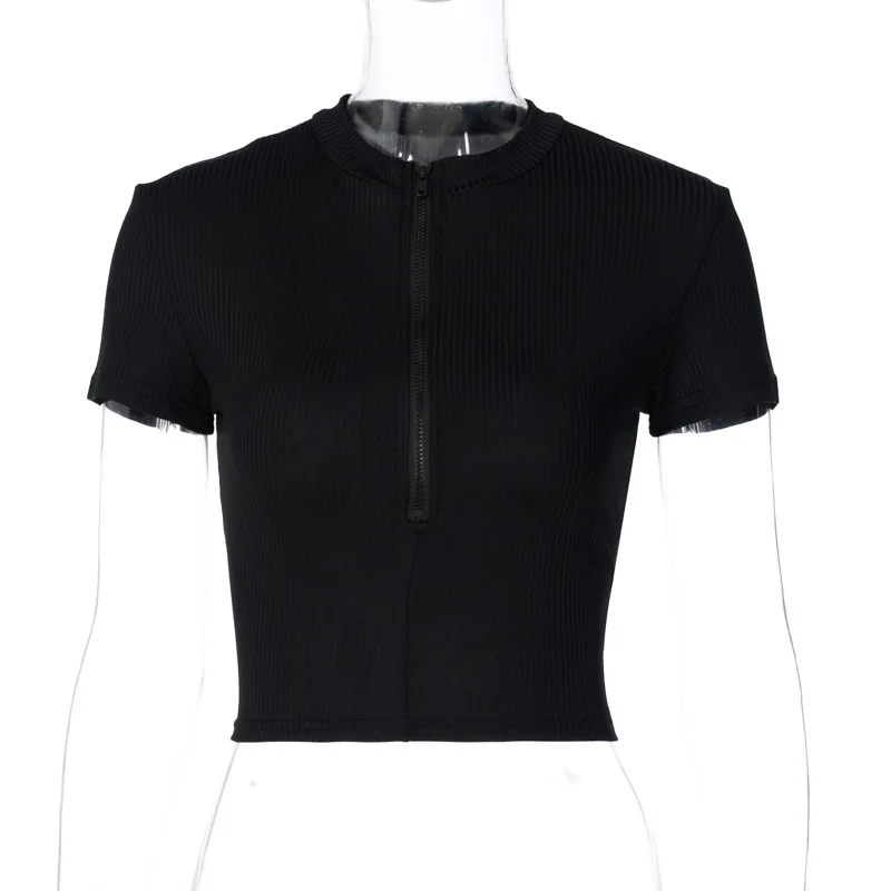 

Top selling zipper tight top fall 2020 women's new batalu navel V-neck T-shirt