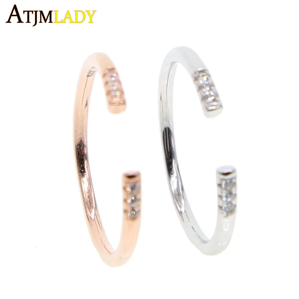 Женское Открытое кольцо из серебра 100% пробы с круглым и квадратным фианитом |