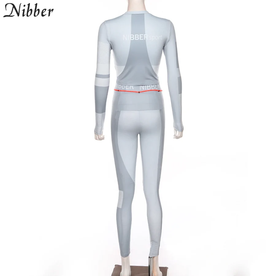 Nibber черная Лоскутная Спортивная одежда для отдыха, комплекты из 2 предметов, Женские Эластичные Обтягивающие Леггинсы с принтом, укороченные топы, спортивные костюмы для бега