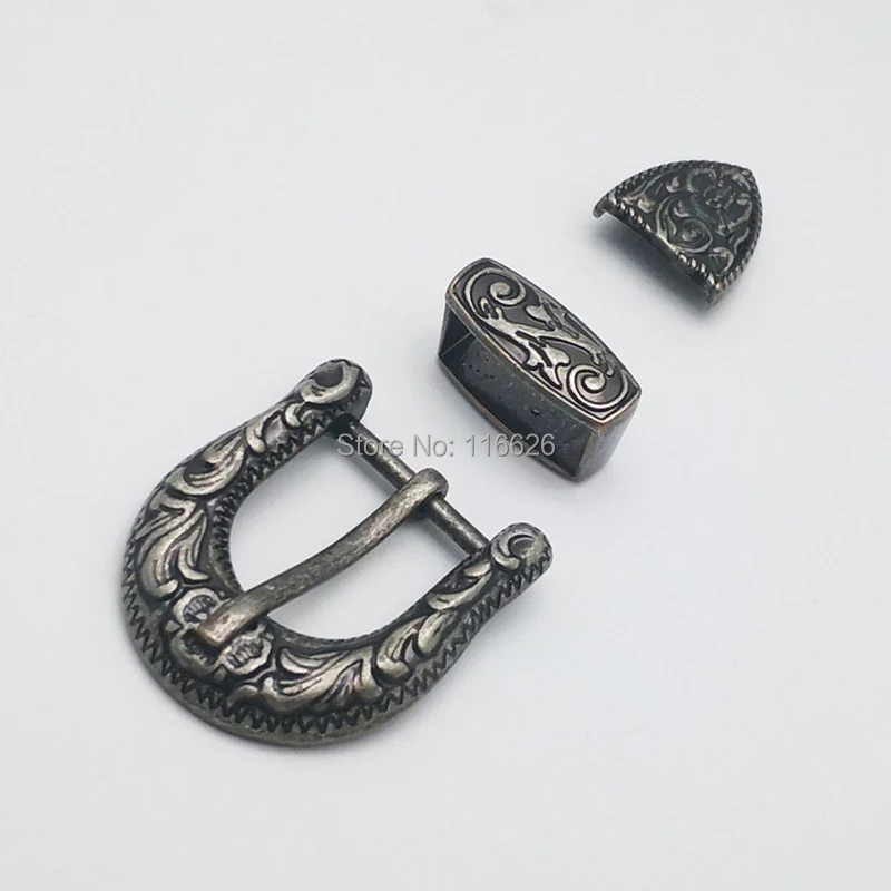 

DIY leather craft women 20mm vintage embossed belt pin buckle 3pcs/set