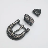 diy leather craft women 20mm vintage embossed belt pin buckle 3pcsset
