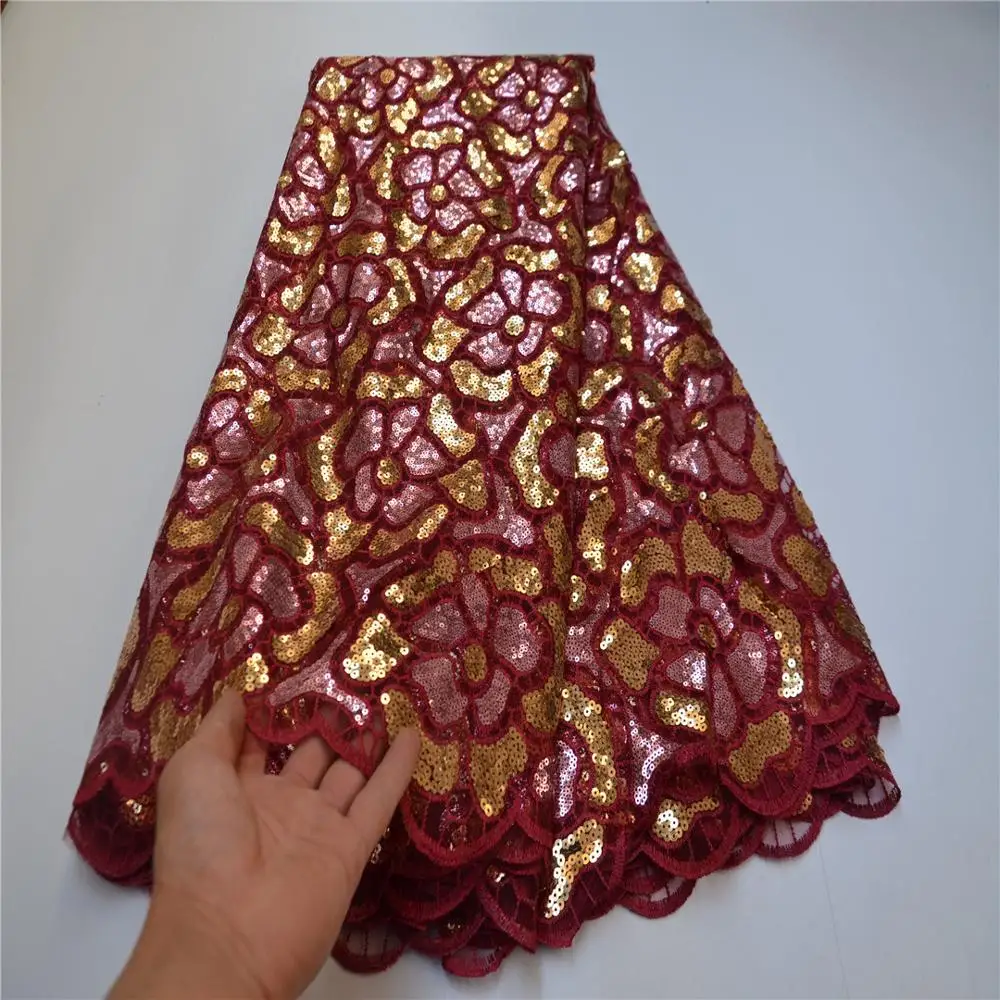 Африканская кружевная ткань с блестками 2021 Новое поступление в нигерийском