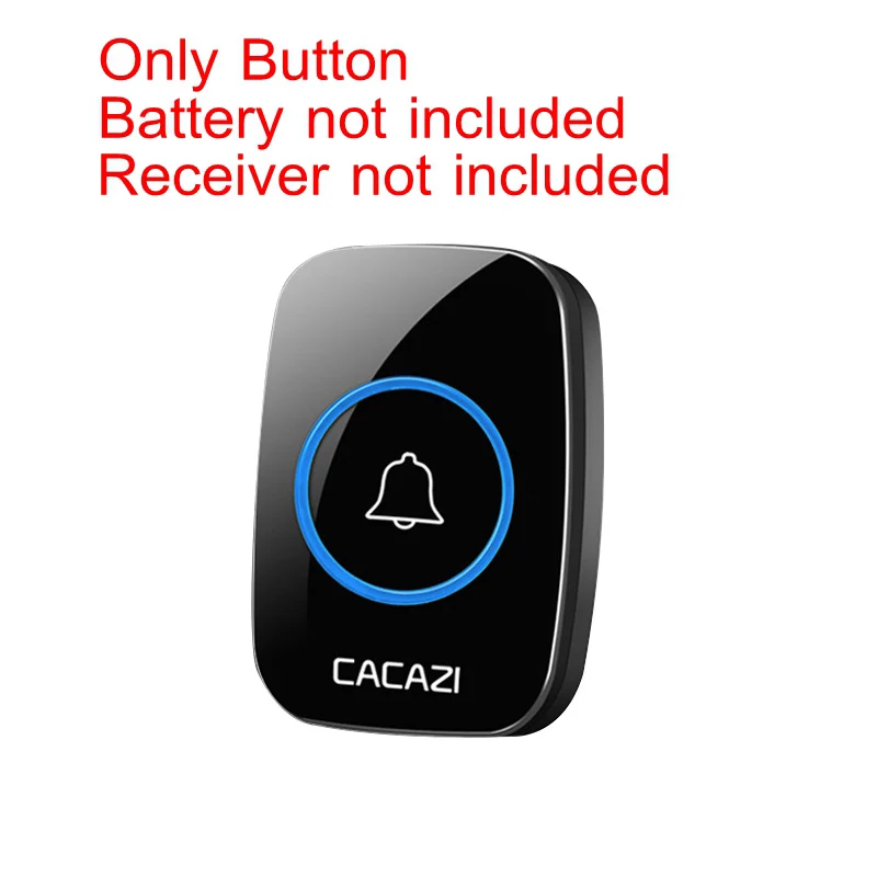 Only Button CACAZI Беспроводной дверной звонок 100-240V Водонепроницаемый дверной звонок 38 кольца 3 объем дверной звонок 300 м Пульт дистанционного управления цифровой дверной звонок EU/US/UK Разъем - Цвет: Only Button