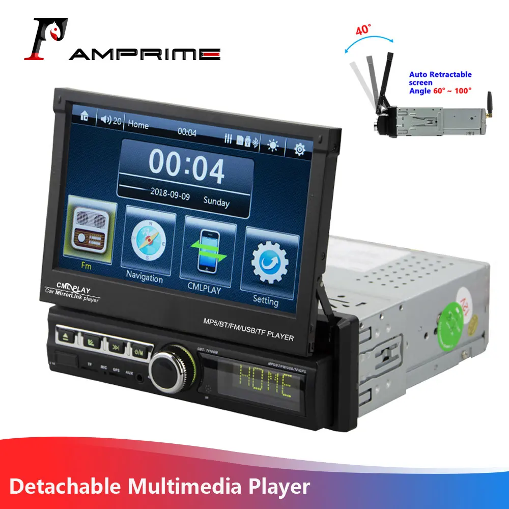 Автомагнитола AMPrime 1DIN 7 ''сенсорный экран мультимедийный плеер Mirror Link MP5 GPS Bluetooth
