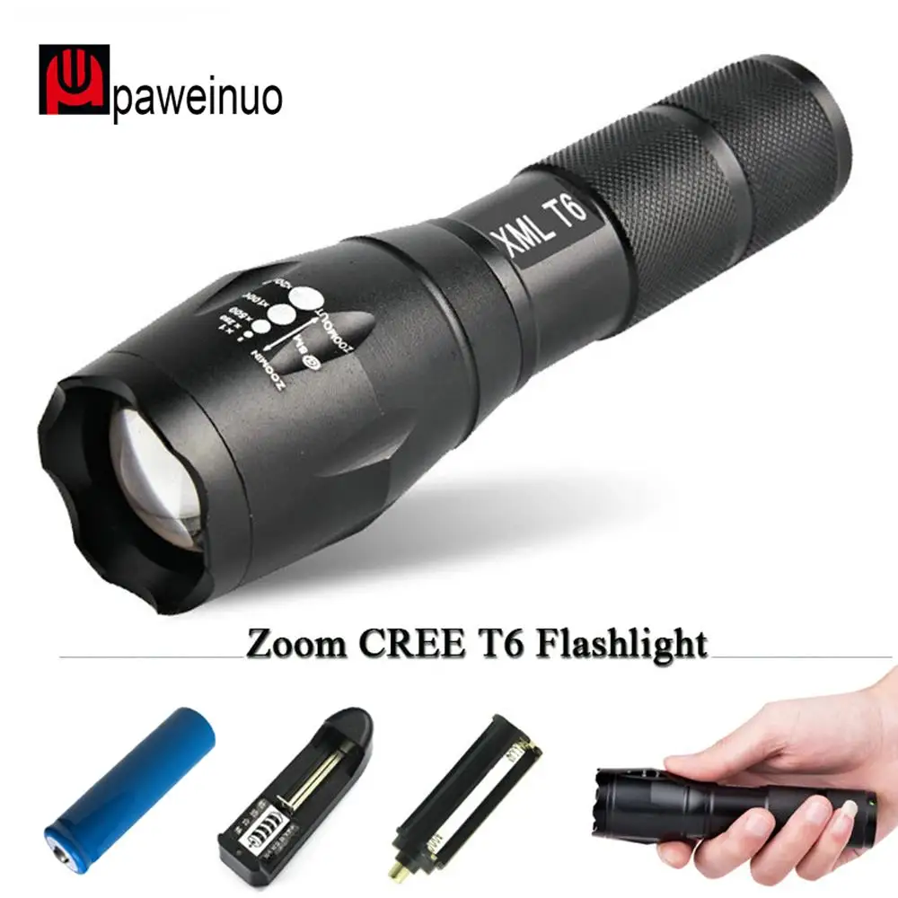 Мощный светодиодный фонарик CREE XM L2 фонарь 18650 полицейский тактический 5 режимов