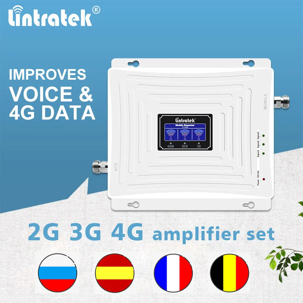 Lintratek репитер gsm 2g 3g 4g 900 МГц 1800 2100 Усилитель сотового сигнала dcs wcdma lte мобильный