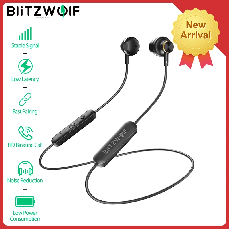 BlitzWolf BW BTS5 bluetooth 5 0 беспроводные наушники HiFi стерео шейные AAC магнитные половинные