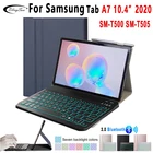 Чехол с клавиатурой с подсветкой для Samsung Galaxy Tab A7 10,4 дюймов 2020 Tablet Funda SM-T505 T500 тонкий кожаный чехол с беспроводной клавиатурой