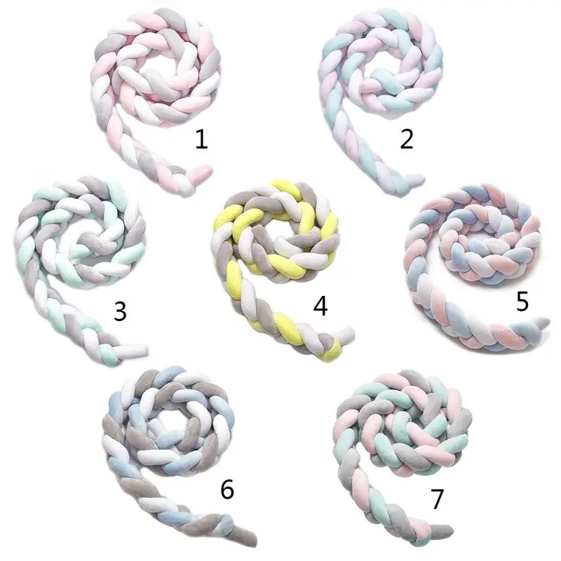 

Handmade Braided Cot Bumper Baby Head Guard Bumper Knot Braid Pillow Cushion Decorative Pillow for Baby Nursery
