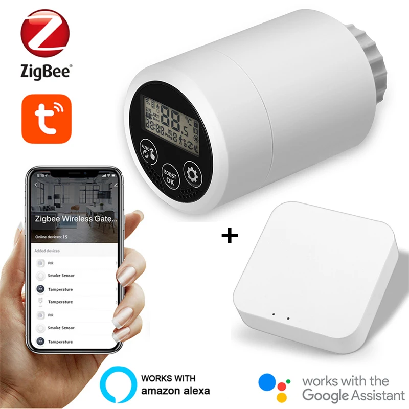 

Умный привод радиатора ZigBee3.0, программируемый термостатический клапан радиатора, регулятор температуры, голосовое управление через Alexa